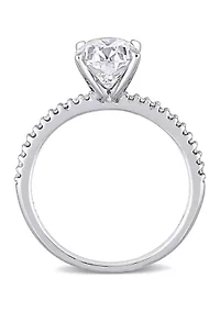 Lab Created 2 ct. t.w. Oval-Cut Moissanite and 1/10 Diamond Engagement Ring 14k White Gold