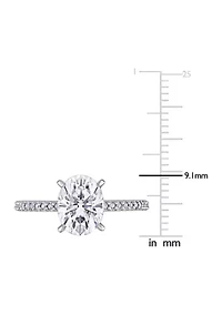Lab Created 2 ct. t.w. Oval-Cut Moissanite and 1/10 Diamond Engagement Ring 14k White Gold
