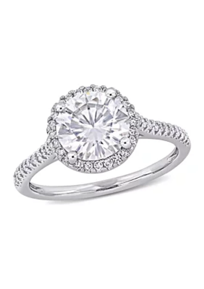 Lab Created 2 ct. t.w. Moissanite and 1/4 Diamond Engagement Ring 14k White Gold