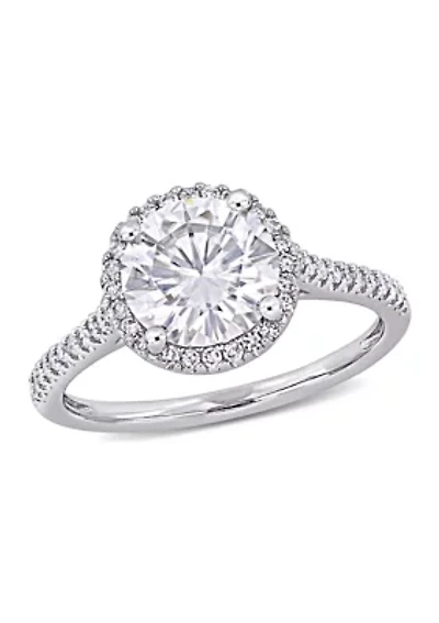 Lab Created 2 ct. t.w. Moissanite and 1/4 Diamond Engagement Ring 14k White Gold