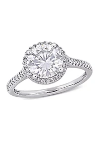Lab Created 2 ct. t.w. Moissanite and 1/4 Diamond Engagement Ring 14k White Gold