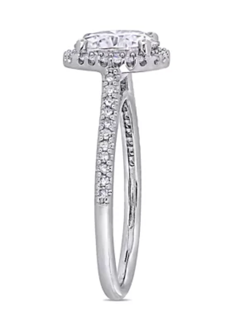 Lab Created 2 ct. t.w. Moissanite and 1/4 Diamond Engagement Ring 14k White Gold