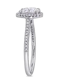 Lab Created 2 ct. t.w. Moissanite and 1/4 Diamond Engagement Ring 14k White Gold