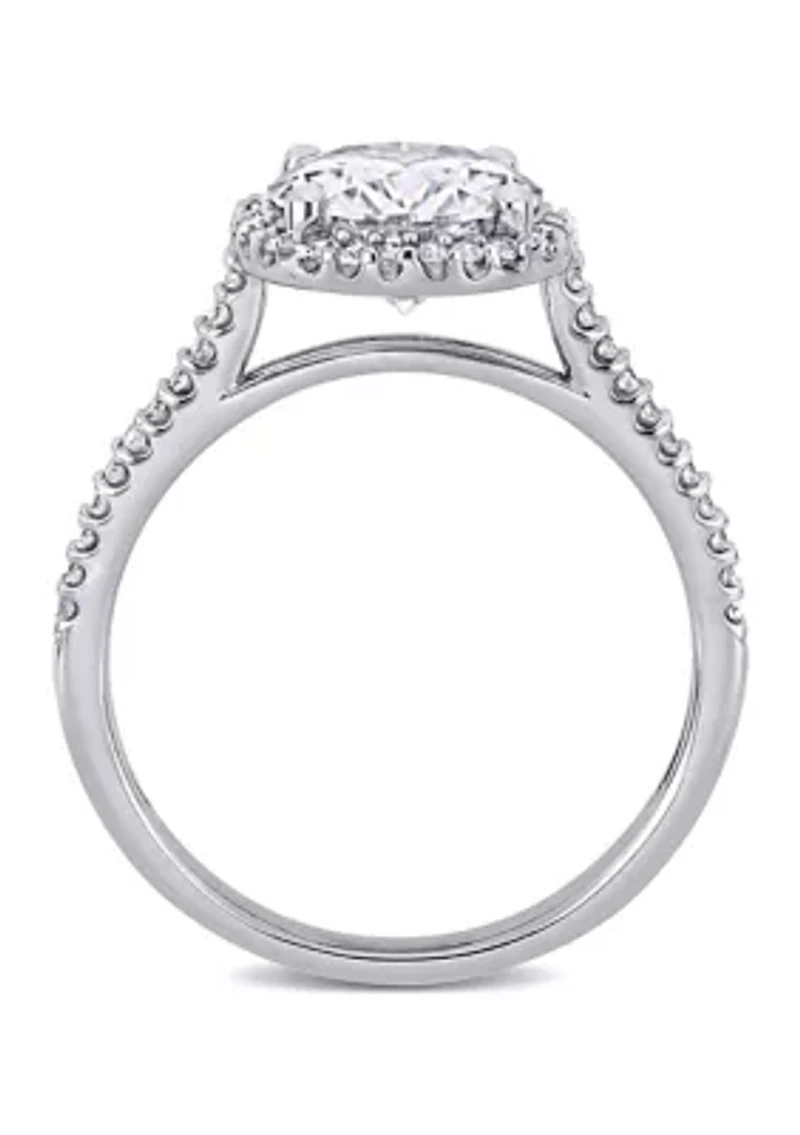 Lab Created 2 ct. t.w. Moissanite and 1/4 Diamond Engagement Ring 14k White Gold