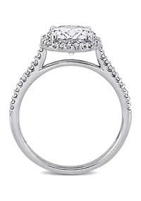 Lab Created 2 ct. t.w. Moissanite and 1/4 Diamond Engagement Ring 14k White Gold