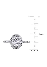 Lab Created 1 ct. t.w. Oval-Cut Moissanite and 1/ Diamond Halo Engagement Ring 14k White Gold