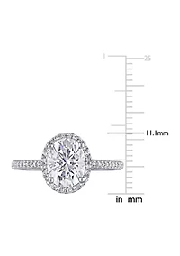 Lab Created 1 ct. t.w. Oval-Cut Moissanite and 1/ Diamond Halo Engagement Ring 14k White Gold