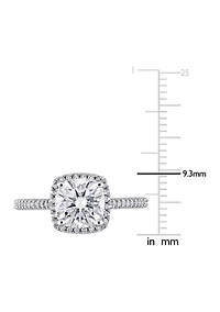 Lab Created 2 ct. t.w. Cushion-Cut Moissanite and 1/4 Diamond Halo Engagement Ring 14k White Gold