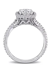 1.5 ct. t.w. Lab Created Moissanite Square Halo Crossover Engagement Ring 10K White Gold