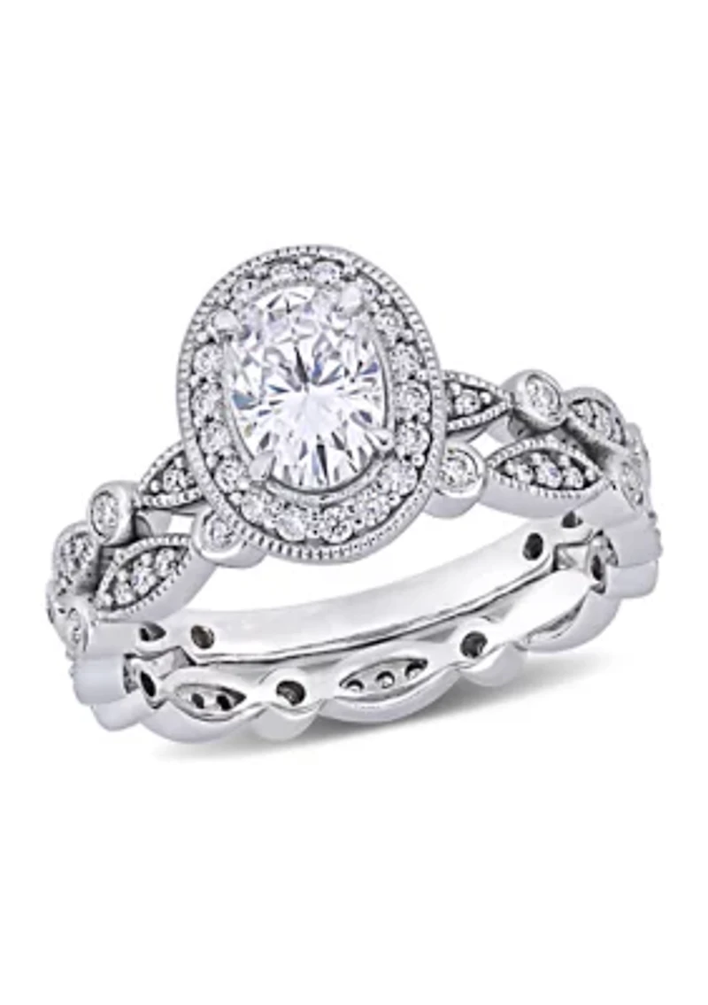 1.5 ct. t.w. Lab Created Moissanite Halo Infinity Bridal Ring Set 10K White Gold