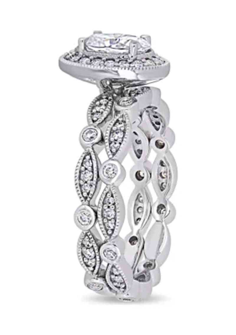 1.5 ct. t.w. Lab Created Moissanite Halo Infinity Bridal Ring Set 10K White Gold