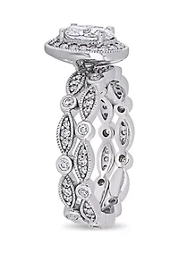 1.5 ct. t.w. Lab Created Moissanite Halo Infinity Bridal Ring Set 10K White Gold