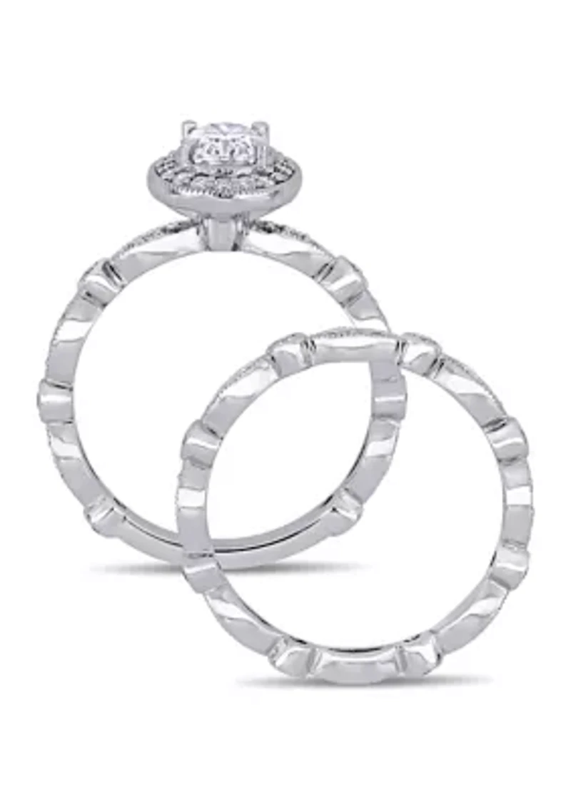1.5 ct. t.w. Lab Created Moissanite Halo Infinity Bridal Ring Set 10K White Gold