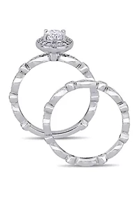 1.5 ct. t.w. Lab Created Moissanite Halo Infinity Bridal Ring Set 10K White Gold