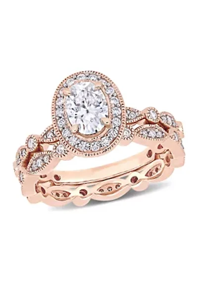 1.5 ct. t.w. Lab Created Moissanite Halo Infinity Bridal Ring Set 10K Rose Gold