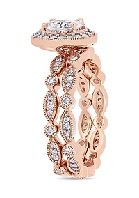 1.5 ct. t.w. Lab Created Moissanite Halo Infinity Bridal Ring Set 10K Rose Gold