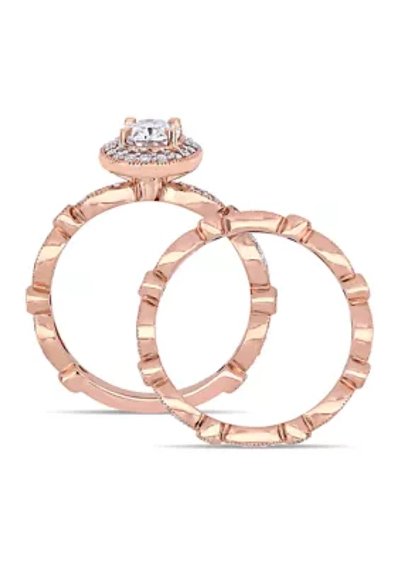 1.5 ct. t.w. Lab Created Moissanite Halo Infinity Bridal Ring Set 10K Rose Gold
