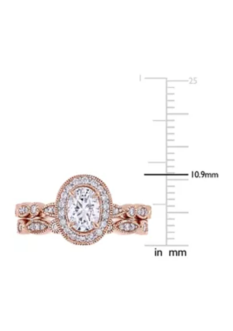 1.5 ct. t.w. Lab Created Moissanite Halo Infinity Bridal Ring Set 10K Rose Gold