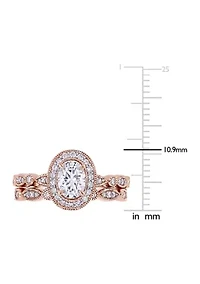 1.5 ct. t.w. Lab Created Moissanite Halo Infinity Bridal Ring Set 10K Rose Gold