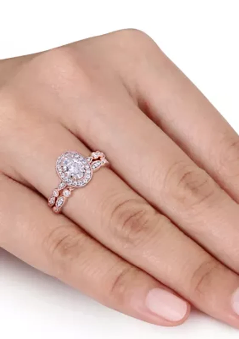 1.5 ct. t.w. Lab Created Moissanite Halo Infinity Bridal Ring Set 10K Rose Gold
