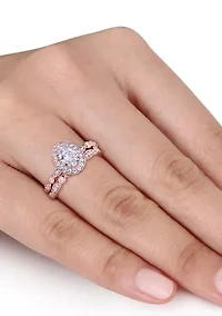 1.5 ct. t.w. Lab Created Moissanite Halo Infinity Bridal Ring Set 10K Rose Gold