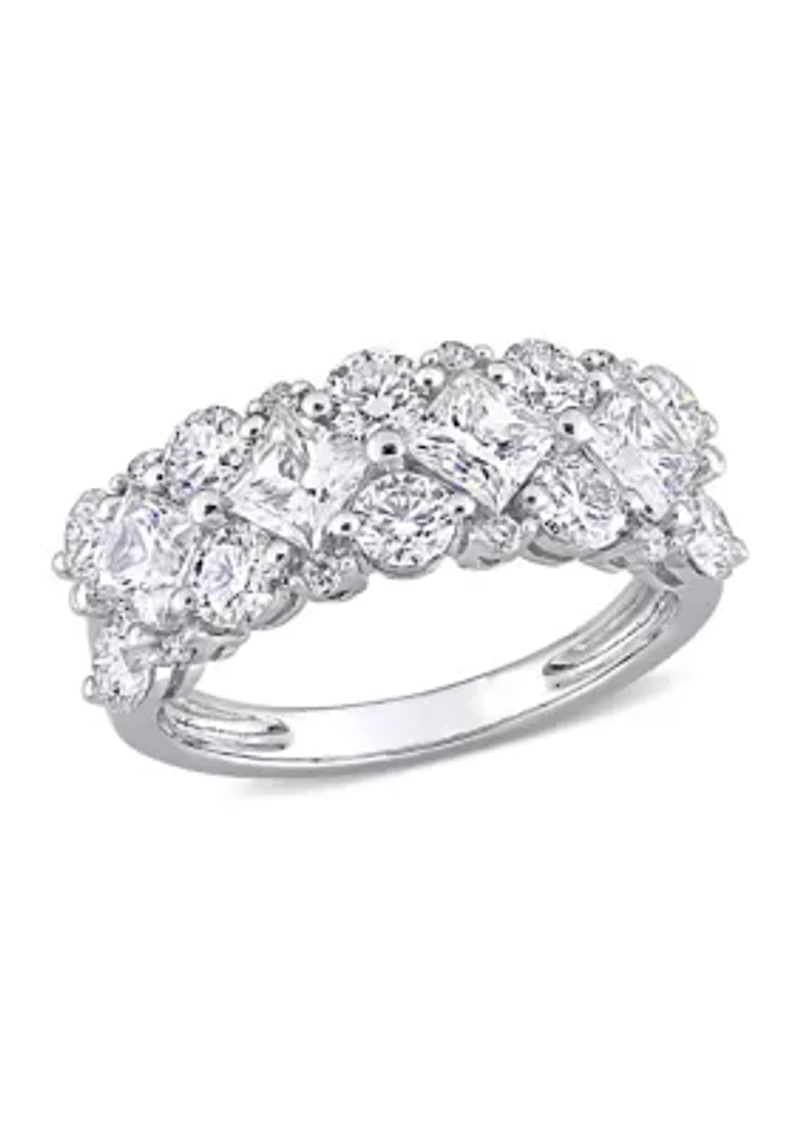 3.62 ct. t.w. Lab Created Moissanite and 1/10 Diamond Cluster Ring 10K White Gold
