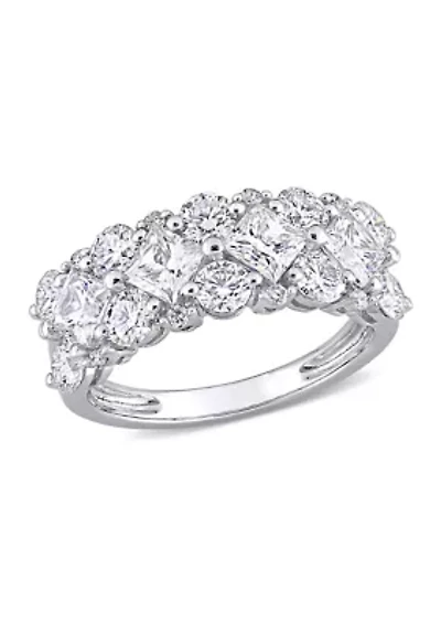 3.62 ct. t.w. Lab Created Moissanite and 1/10 Diamond Cluster Ring 10K White Gold