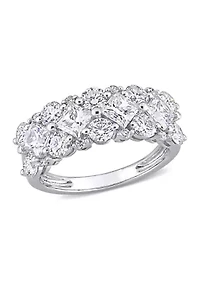 3.62 ct. t.w. Lab Created Moissanite and 1/10 Diamond Cluster Ring 10K White Gold
