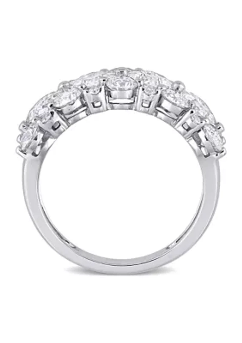 3.62 ct. t.w. Lab Created Moissanite and 1/10 Diamond Cluster Ring 10K White Gold
