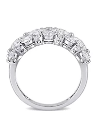 3.62 ct. t.w. Lab Created Moissanite and 1/10 Diamond Cluster Ring 10K White Gold