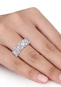 3.62 ct. t.w. Lab Created Moissanite and 1/10 Diamond Cluster Ring 10K White Gold