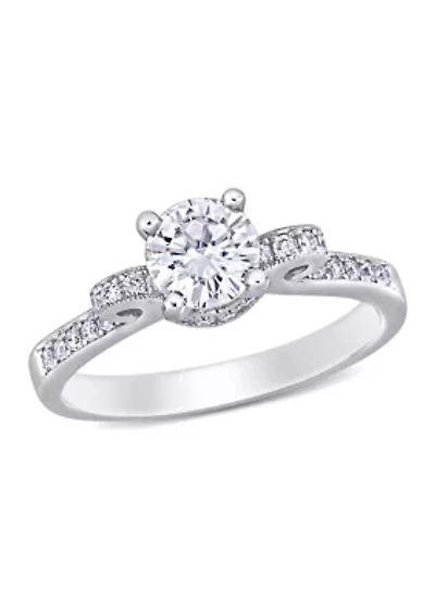 Lab Created 3/4 ct. t.w. Moissanite and 1/4 Diamond Engagement Ring 14k White Gold