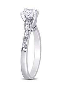 Lab Created 3/4 ct. t.w. Moissanite and 1/4 Diamond Engagement Ring 14k White Gold