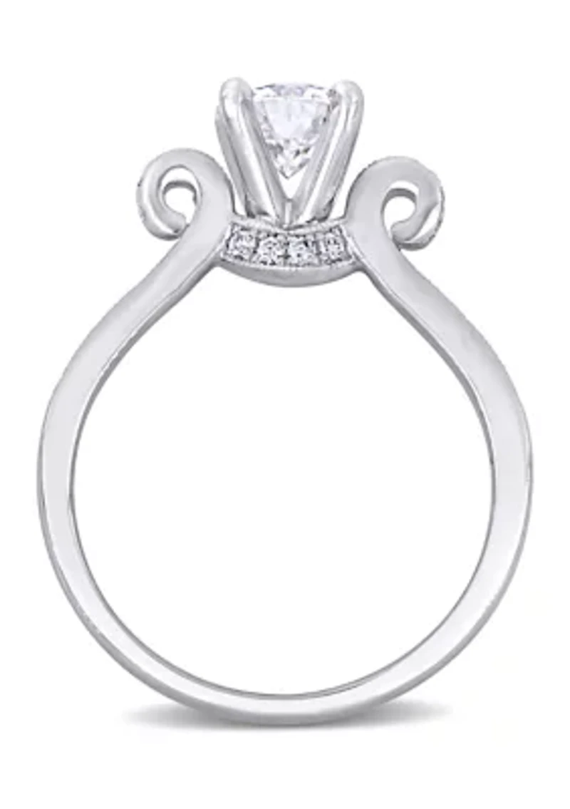 Lab Created 3/4 ct. t.w. Moissanite and 1/4 Diamond Engagement Ring 14k White Gold
