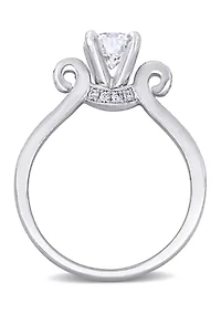 Lab Created 3/4 ct. t.w. Moissanite and 1/4 Diamond Engagement Ring 14k White Gold