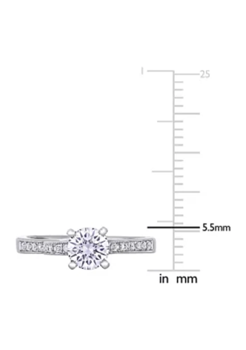 Lab Created 3/4 ct. t.w. Moissanite and 1/4 Diamond Engagement Ring 14k White Gold