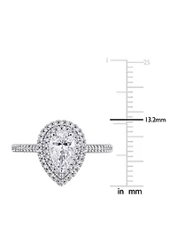 1 ct. t.w. Moissanite and 1/3 Diamond Teardrop Halo Engagement Ring 14k White Gold
