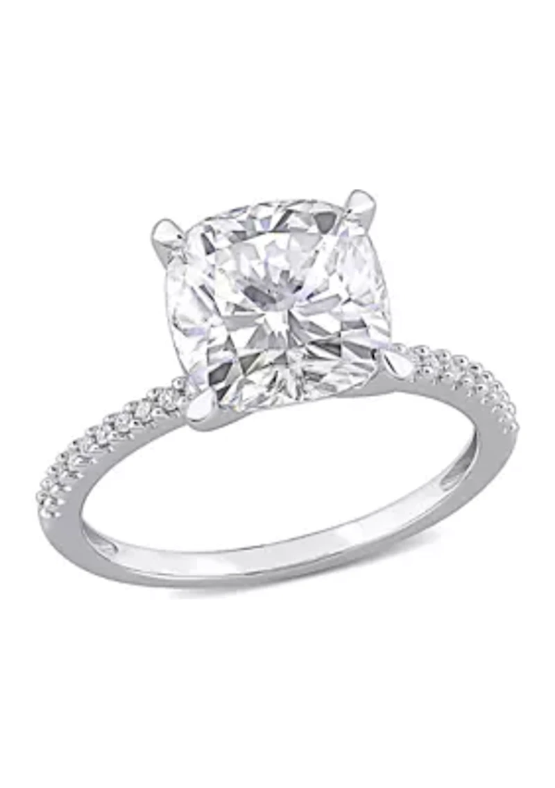 3.5 ct. t.w. Lab Created Moissanite and 1/10 Diamond Engagement Ring 14K White Gold
