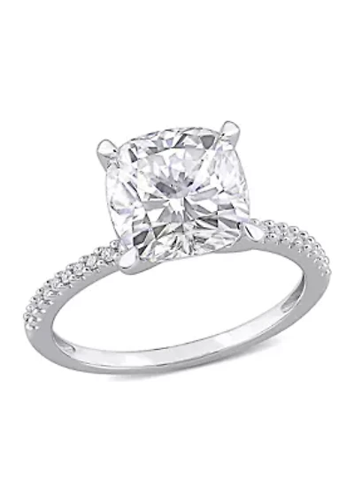 3.5 ct. t.w. Lab Created Moissanite and 1/10 Diamond Engagement Ring 14K White Gold