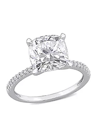 3.5 ct. t.w. Lab Created Moissanite and 1/10 Diamond Engagement Ring 14K White Gold