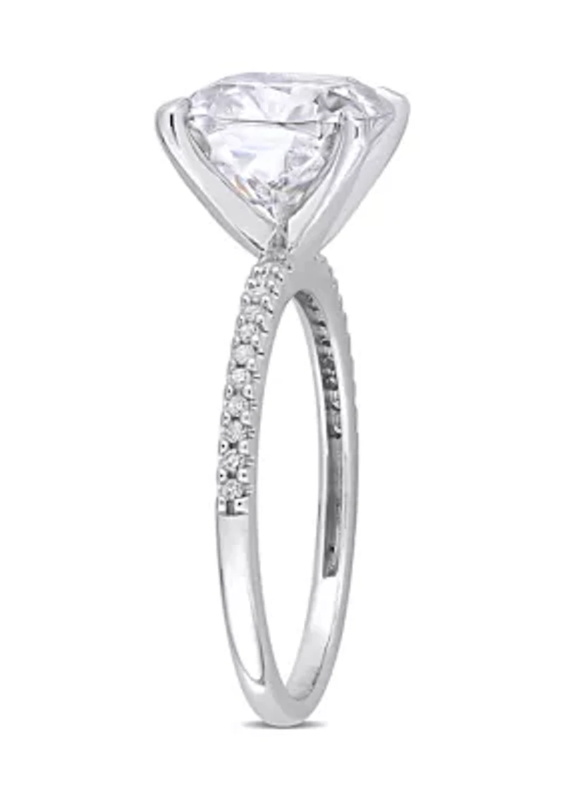 3.5 ct. t.w. Lab Created Moissanite and 1/10 Diamond Engagement Ring 14K White Gold
