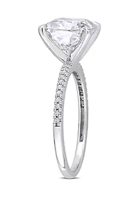 3.5 ct. t.w. Lab Created Moissanite and 1/10 Diamond Engagement Ring 14K White Gold