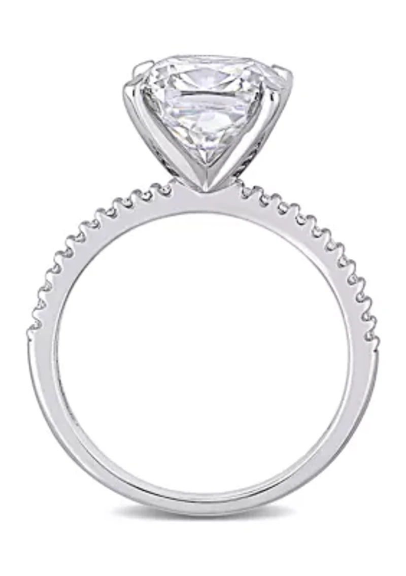 3.5 ct. t.w. Lab Created Moissanite and 1/10 Diamond Engagement Ring 14K White Gold