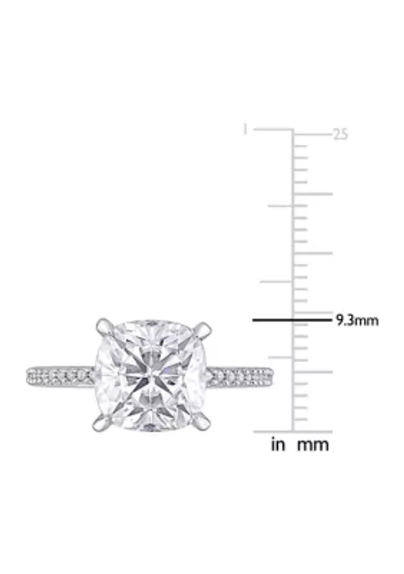 3.5 ct. t.w. Lab Created Moissanite and 1/10 Diamond Engagement Ring 14K White Gold