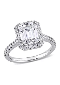3.4 ct. t.w. Emerald-Cut Moissanite Halo Engagement Ring 10K White Gold