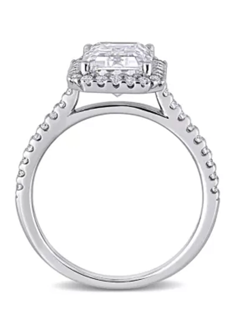 3.4 ct. t.w. Emerald-Cut Moissanite Halo Engagement Ring 10K White Gold