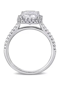 3.4 ct. t.w. Emerald-Cut Moissanite Halo Engagement Ring 10K White Gold