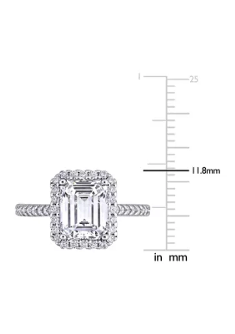 3.4 ct. t.w. Emerald-Cut Moissanite Halo Engagement Ring 10K White Gold
