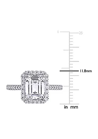 3.4 ct. t.w. Emerald-Cut Moissanite Halo Engagement Ring 10K White Gold