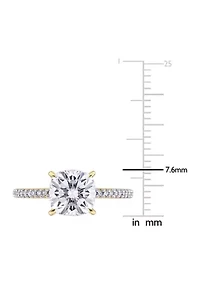 Lab Created 2 ct. t.w. Moissanite and 1/10 Diamond Solitaire Engagement Ring 14k Yellow Gold